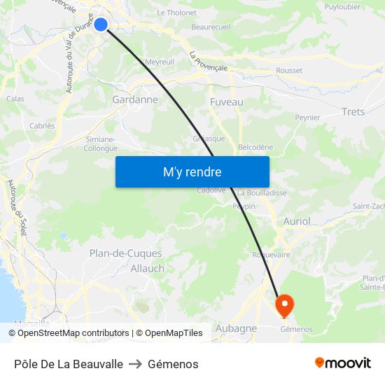 Pôle De La Beauvalle to Gémenos map