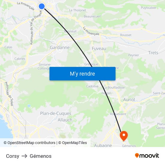 Corsy to Gémenos map