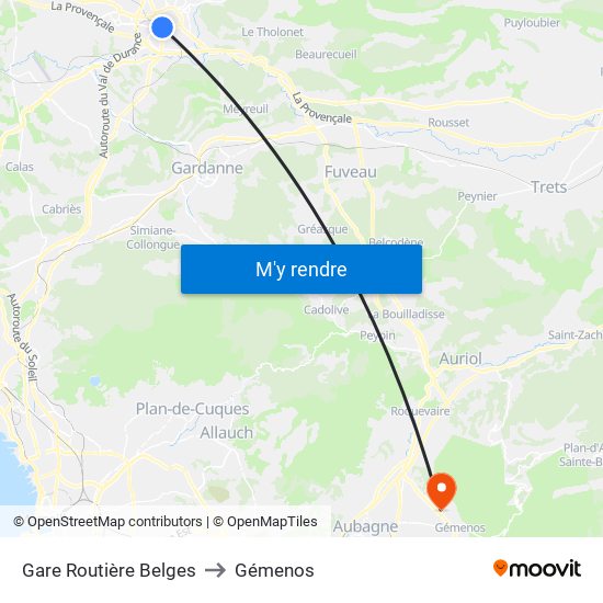 Gare Routière Belges to Gémenos map