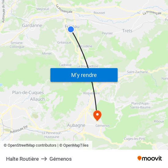 Halte Routière to Gémenos map