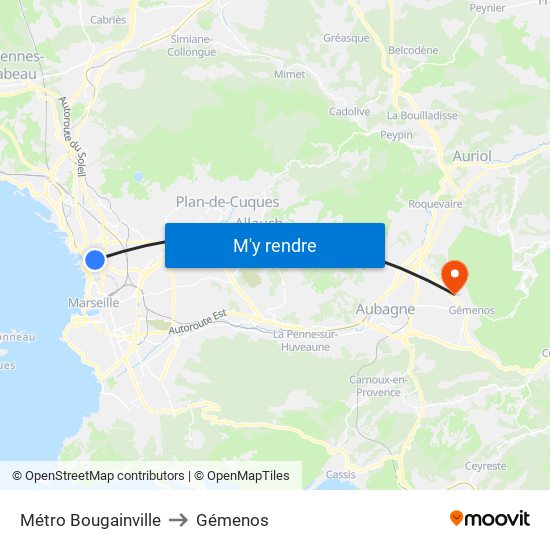 Métro Bougainville to Gémenos map