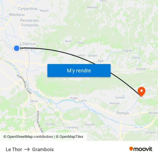 Le Thor to Grambois map