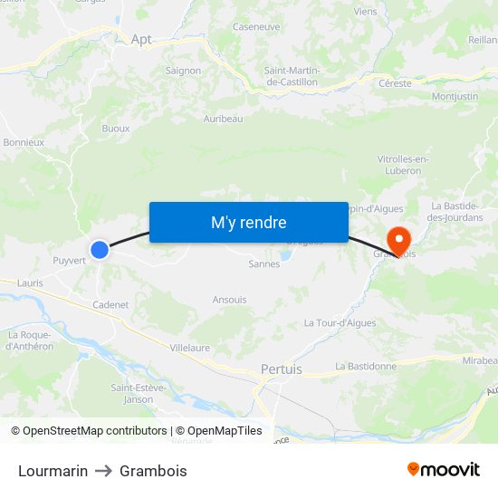 Lourmarin to Grambois map