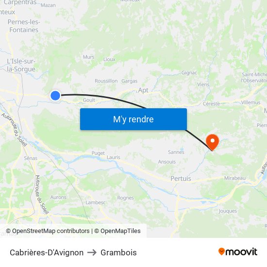 Cabrières-D'Avignon to Grambois map
