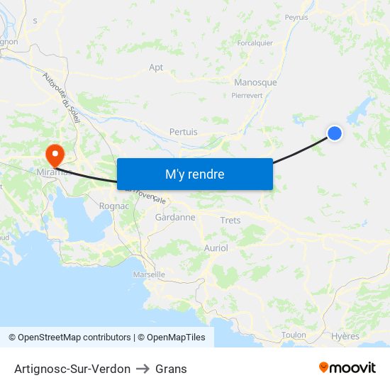 Artignosc-Sur-Verdon to Grans map