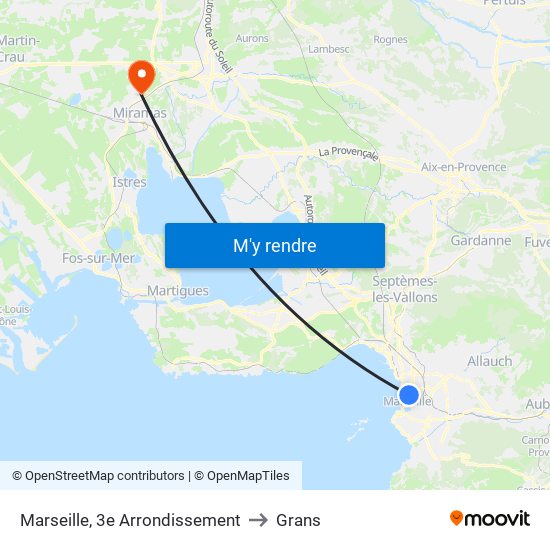 Marseille, 3e Arrondissement to Grans map