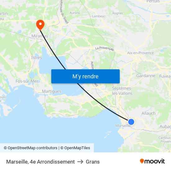 Marseille, 4e Arrondissement to Grans map