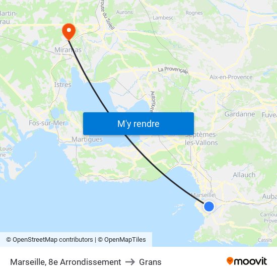 Marseille, 8e Arrondissement to Grans map