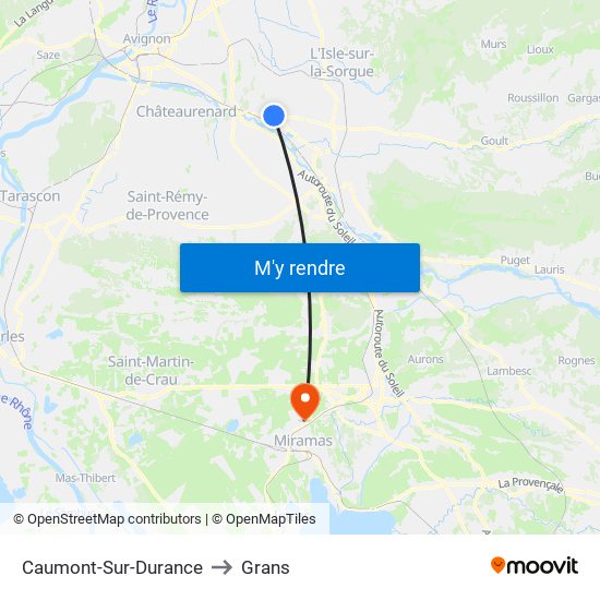 Caumont-Sur-Durance to Grans map