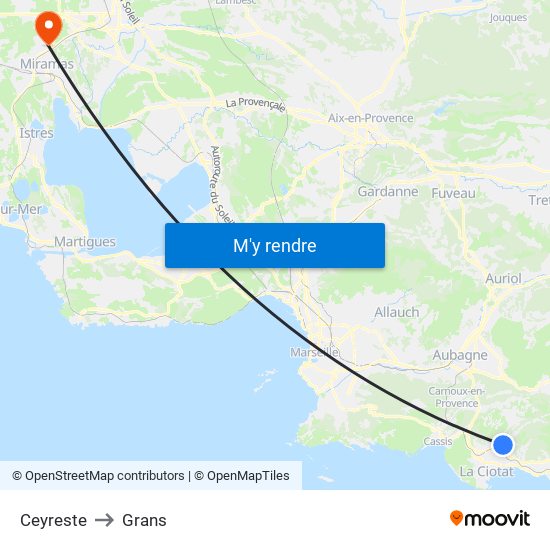 Ceyreste to Grans map
