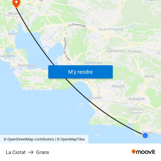 La Ciotat to Grans map