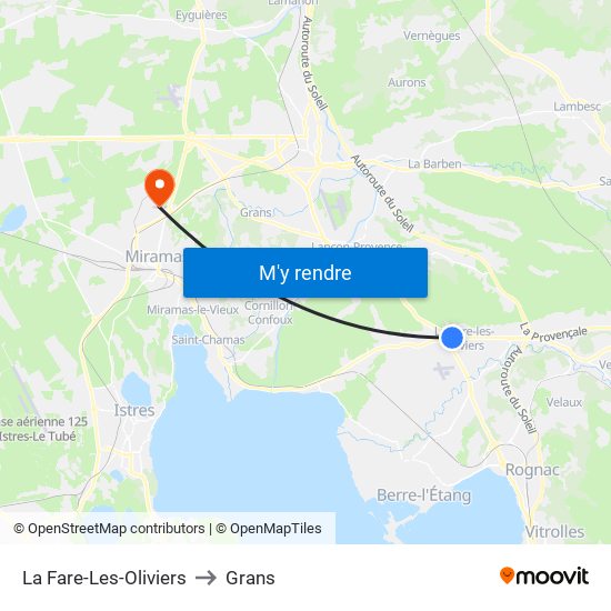 La Fare-Les-Oliviers to Grans map