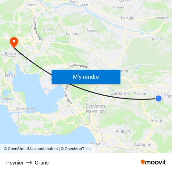 Peynier to Grans map