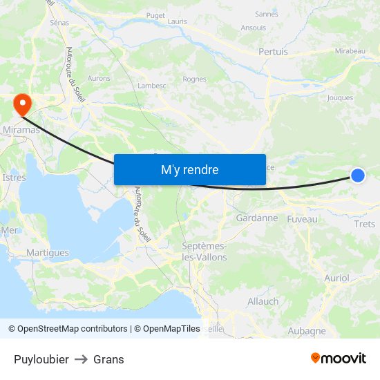 Puyloubier to Grans map