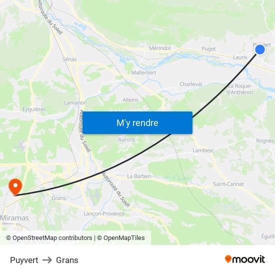 Puyvert to Grans map