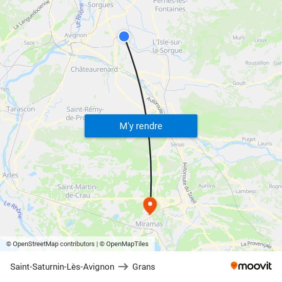 Saint-Saturnin-Lès-Avignon to Grans map