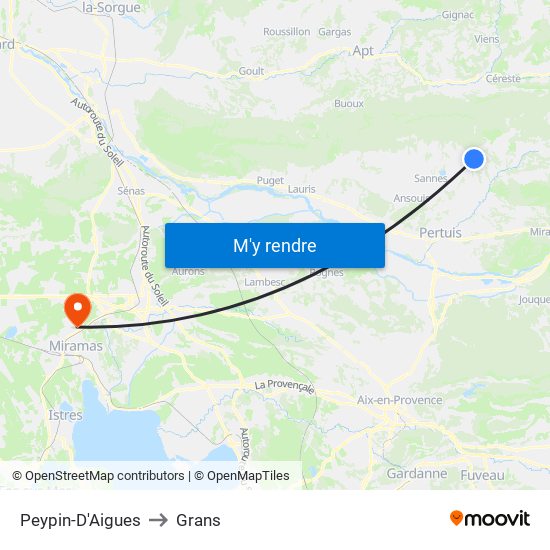 Peypin-D'Aigues to Grans map