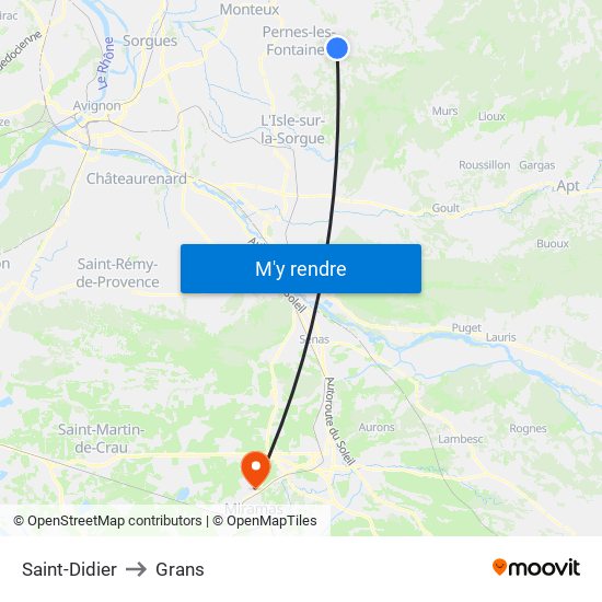 Saint-Didier to Grans map