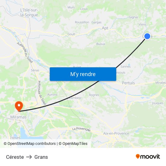 Céreste to Grans map