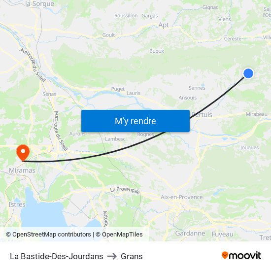 La Bastide-Des-Jourdans to Grans map