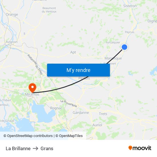 La Brillanne to Grans map
