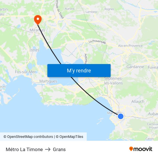 Métro La Timone to Grans map