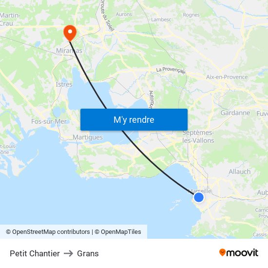 Petit Chantier to Grans map