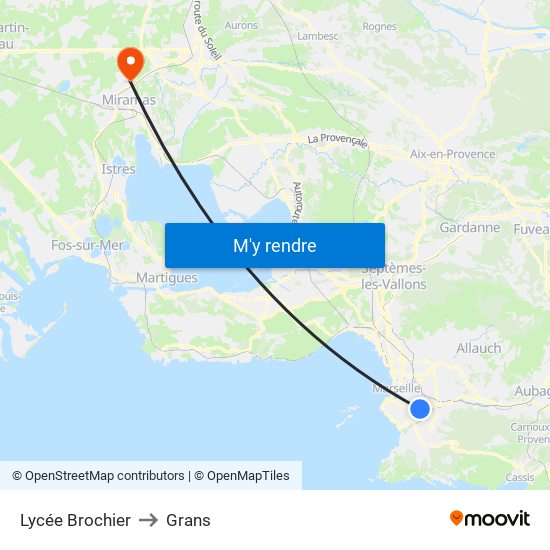 Lycée Brochier to Grans map