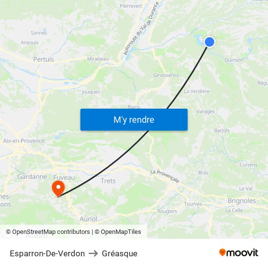 Esparron-De-Verdon to Gréasque map