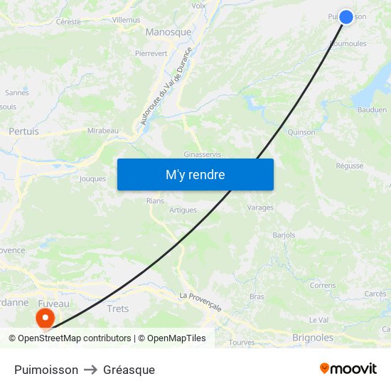 Puimoisson to Gréasque map