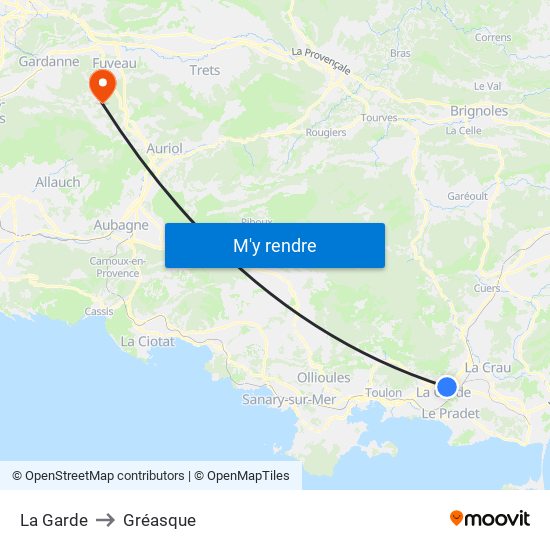 La Garde to Gréasque map