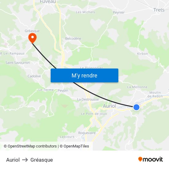 Auriol to Gréasque map