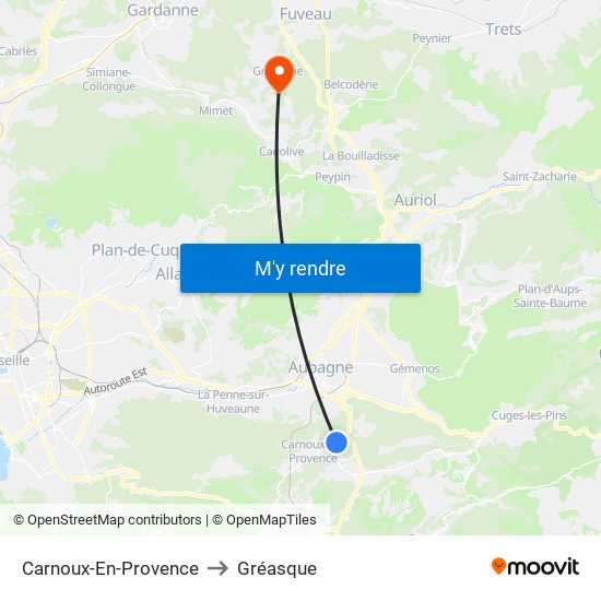 Carnoux-En-Provence to Gréasque map