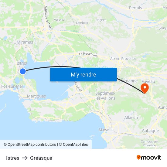 Istres to Gréasque map