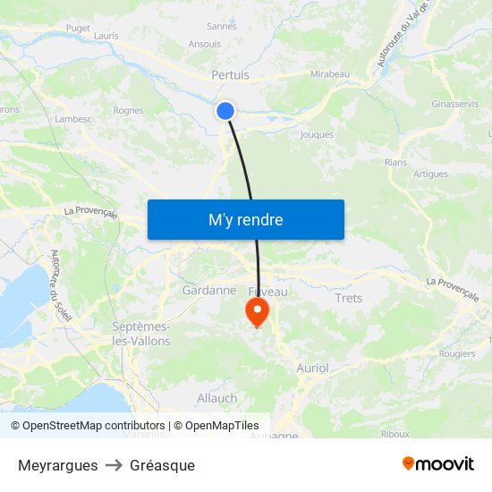 Meyrargues to Gréasque map