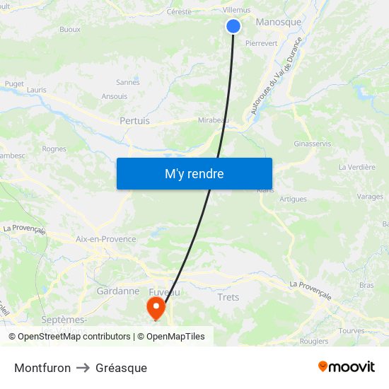 Montfuron to Gréasque map