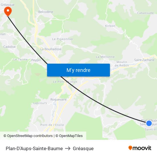 Plan-D'Aups-Sainte-Baume to Gréasque map