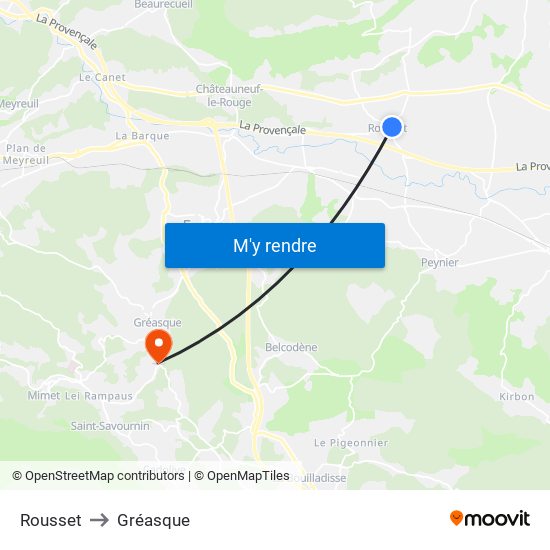 Rousset to Gréasque map