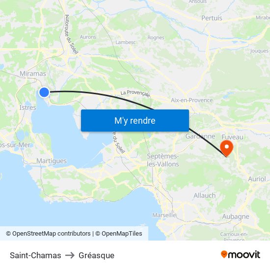Saint-Chamas to Gréasque map