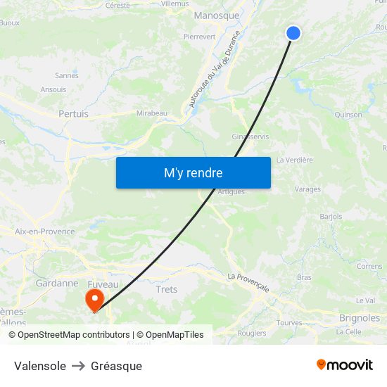 Valensole to Gréasque map