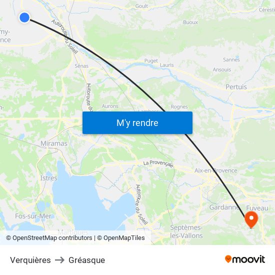 Verquières to Gréasque map