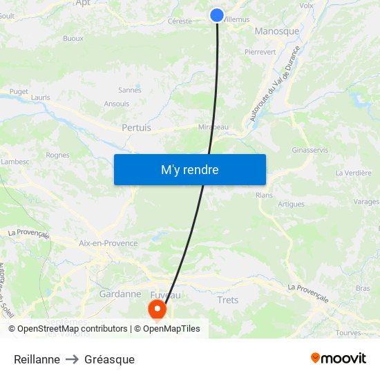 Reillanne to Gréasque map
