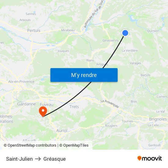 Saint-Julien to Gréasque map