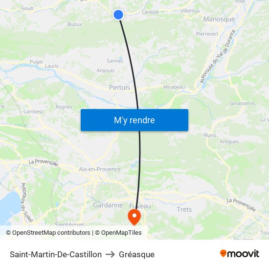 Saint-Martin-De-Castillon to Gréasque map