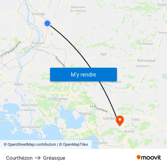 Courthézon to Gréasque map