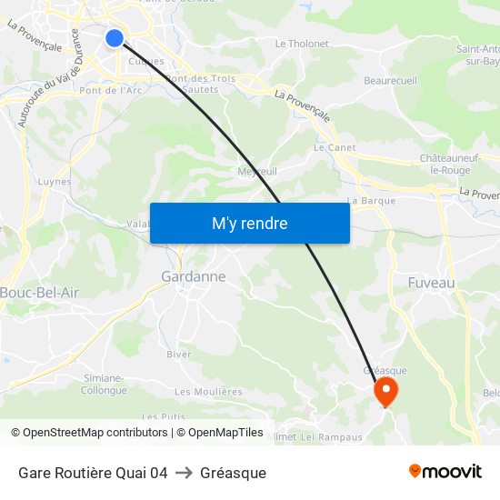 Gare Routière Quai 04 to Gréasque map