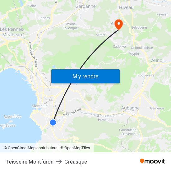 Teisseire Montfuron to Gréasque map