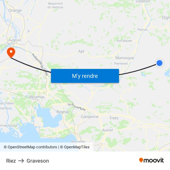 Riez to Graveson map