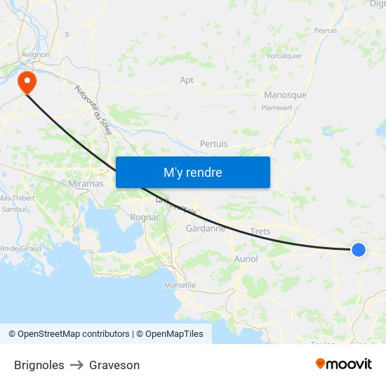 Brignoles to Graveson map