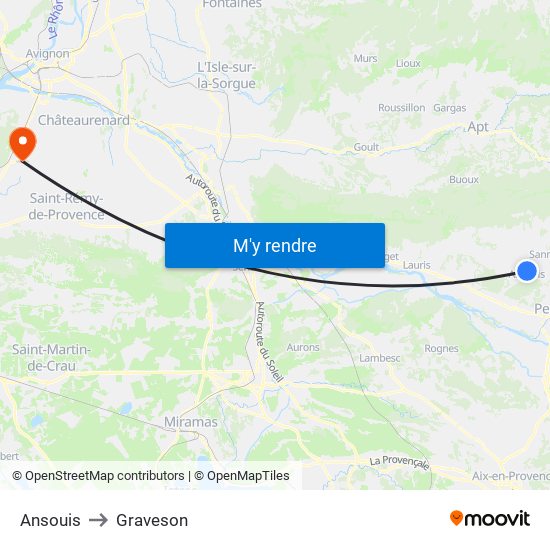Ansouis to Graveson map